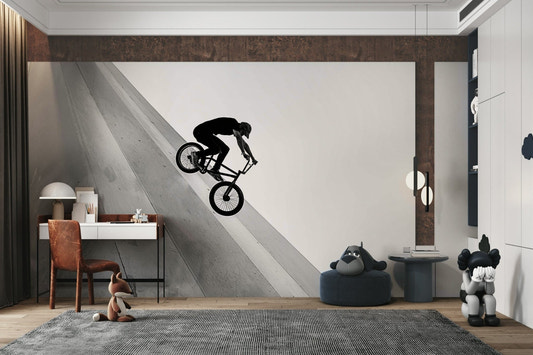 BMX biker performing stunt on ramp

