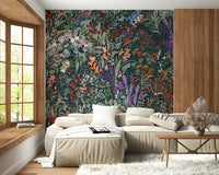 Wide room perspective featuring the dynamic Biodiversity Canvas Wall Mural., GD6488