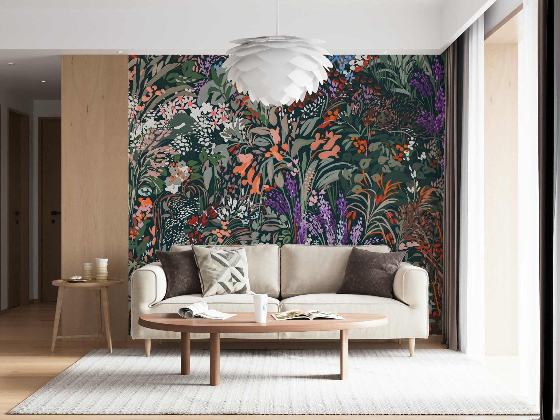 Lush dark botanical design of Biodiversity Canvas Wall Mural., GD6488