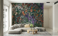 Biodiversity Canvas Wall Mural behind a comfortable seating area., GD6488