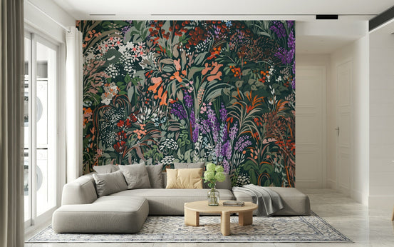 Biodiversity Canvas Wall Mural behind a comfortable seating area., GD6488