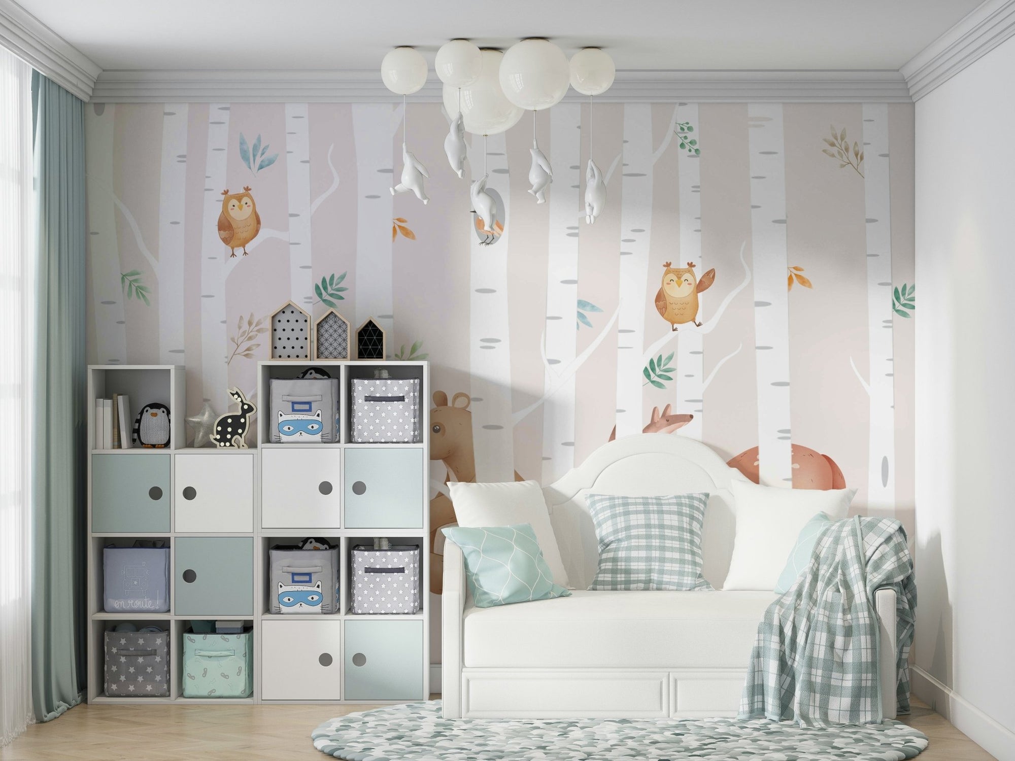 A peaceful forest scene with cute, friendly animals. GD4126

