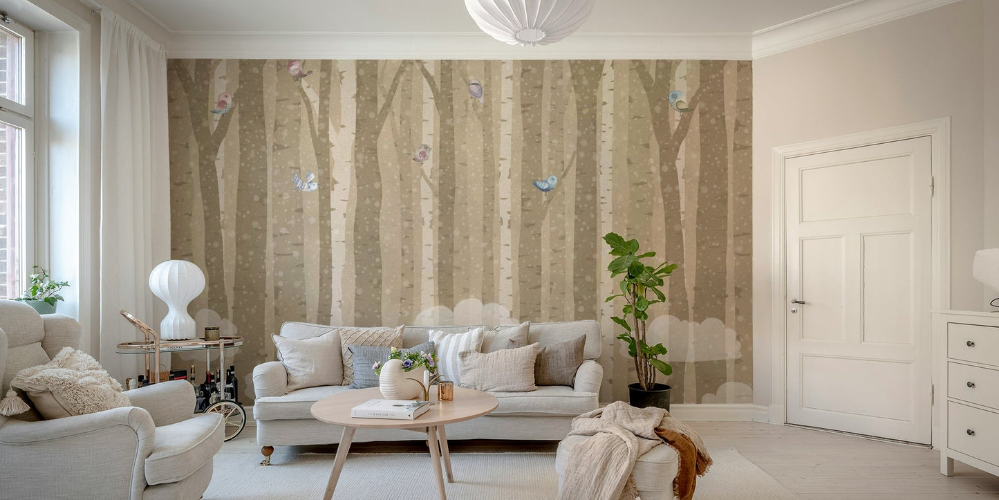 The colors are soft and muted, with various shades of white, gray, and light green.

