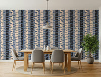Mid-century modern forest wallpaper mural for an office Birch Tree Stripes Retro