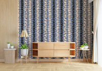 Vertical stripe forest wallpaper mural for a master suite Birch Tree Stripes Retro