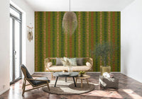 Earthy tone birch stripe wallpaper mural for eco-friendly home design.