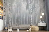 Birch Whispers Wall Mural crisp forest details for a foyer wallpaper mural