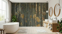 Detailed nature wall mural for a contemporary hallway decoration.