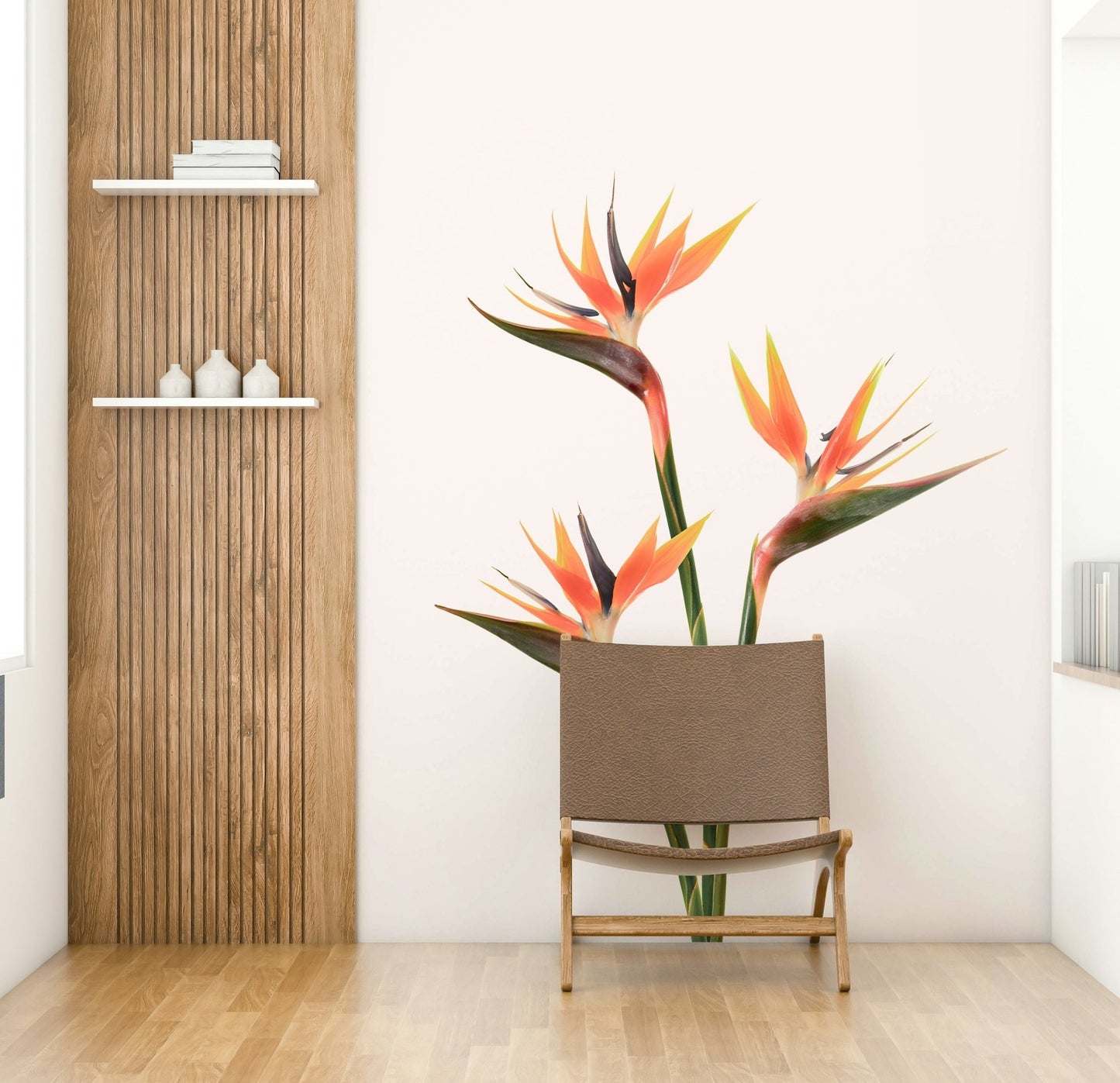 Bird of paradise mural for bold and colorful interiors

