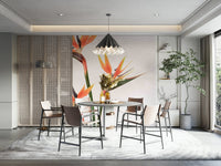 Bird of paradise plant mural in lush tropical style

