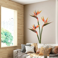 Tropical floral mural with vivid botanical elements

