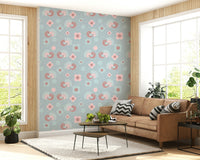 Birdie Blooms: Pastel Pop Wallpaper accent wall in a bright kitchen.