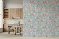 Cheerful bird and flower pattern of the Birdie Blooms: Pastel Pop Wallpaper.