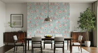 Playful illustration of nature in the Birdie Blooms: Pastel Pop Wallpaper mural.
