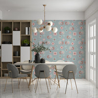 Full view of a nursery with the fun Birdie Blooms: Pastel Pop Wallpaper.