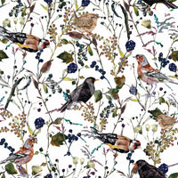 Birds & Berries Wintry Watercolor, lush garden pattern, timeless wall decor., GD7173
