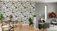 Premium Birds & Berries Wintry Watercolor, non-woven wallpaper, dining space., GD7173