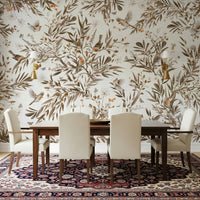 Accent wall featuring the inspiring Birds & Blooms Sepia Serenity Wall Mural.