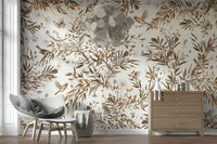 Peel and stick wallpaper called Birds & Blooms Sepia Serenity Wall Mural.