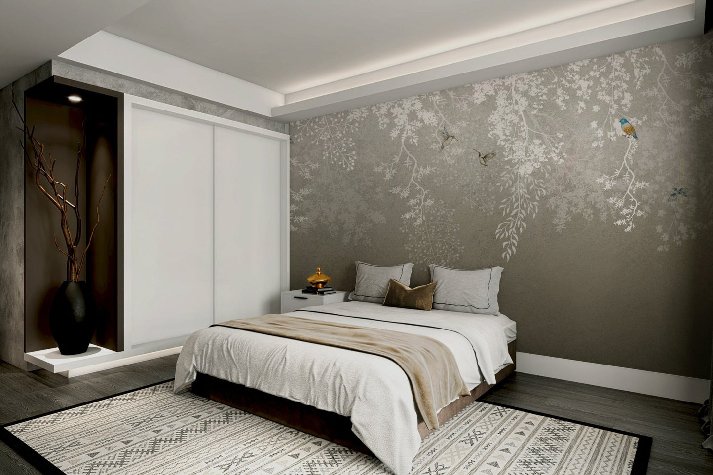 The birds are drawn in a stylized, artistic way.

