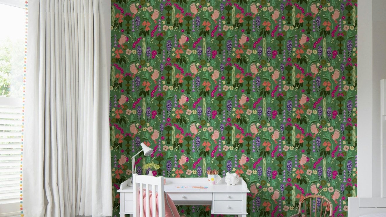 Birds & Blooms wall mural

