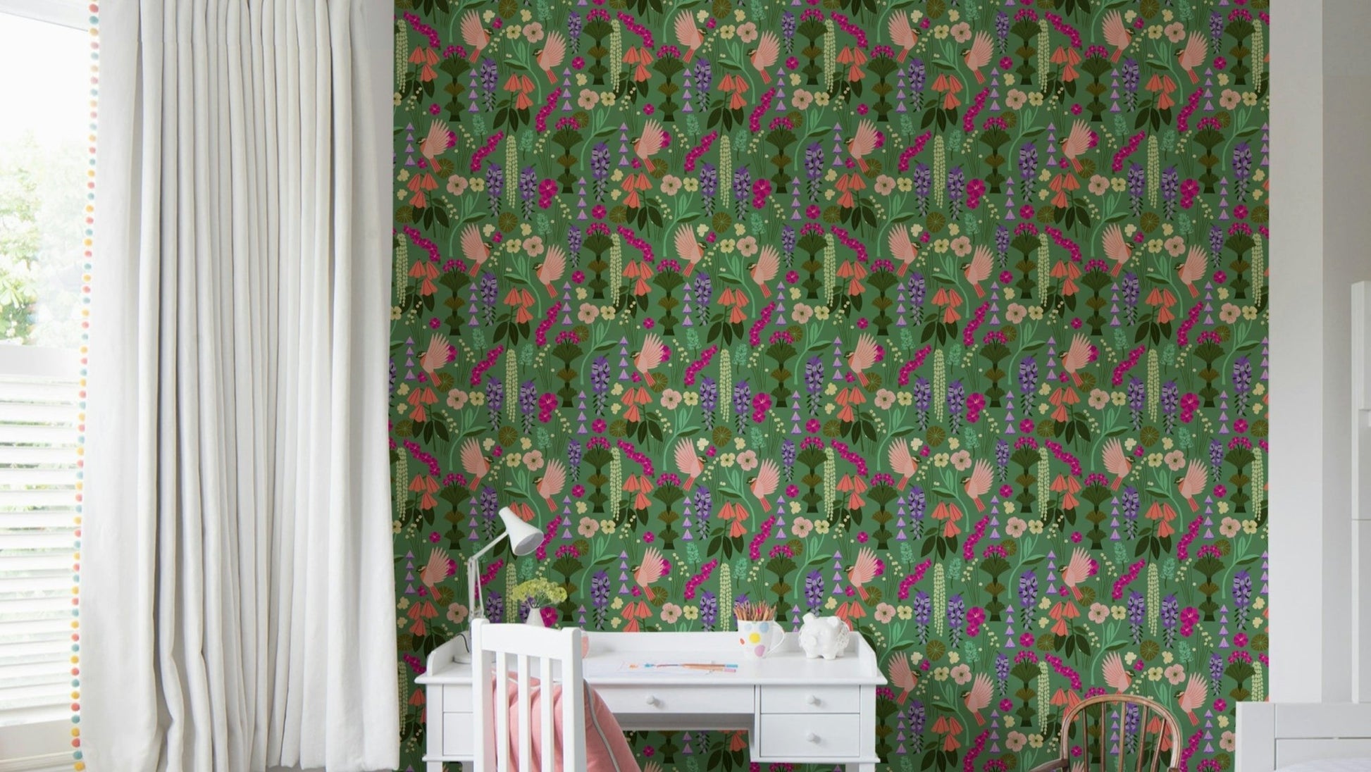 Birds & Blooms wall mural

