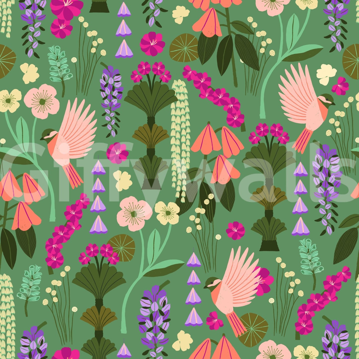 Wallpaper with gentle spring motifs

