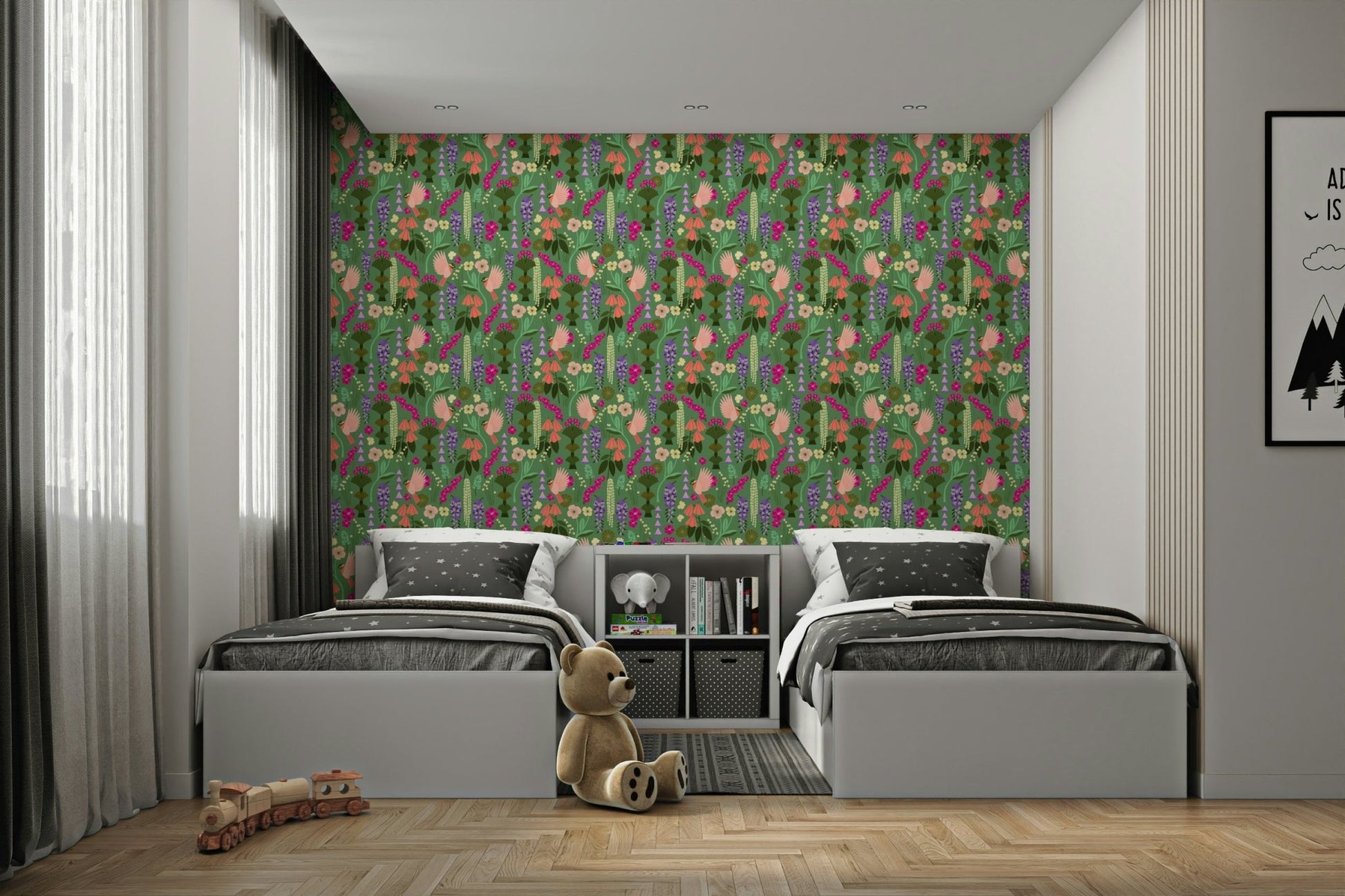 Garden-inspired wall mural design

