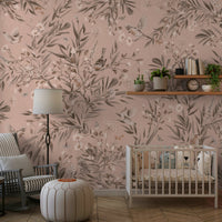 Stylish dining room featuring the Botanical Birdsong Wall Mural., GD6286