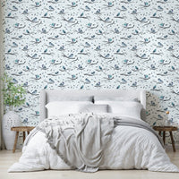 Peaceful birds wallpaper for nursery

