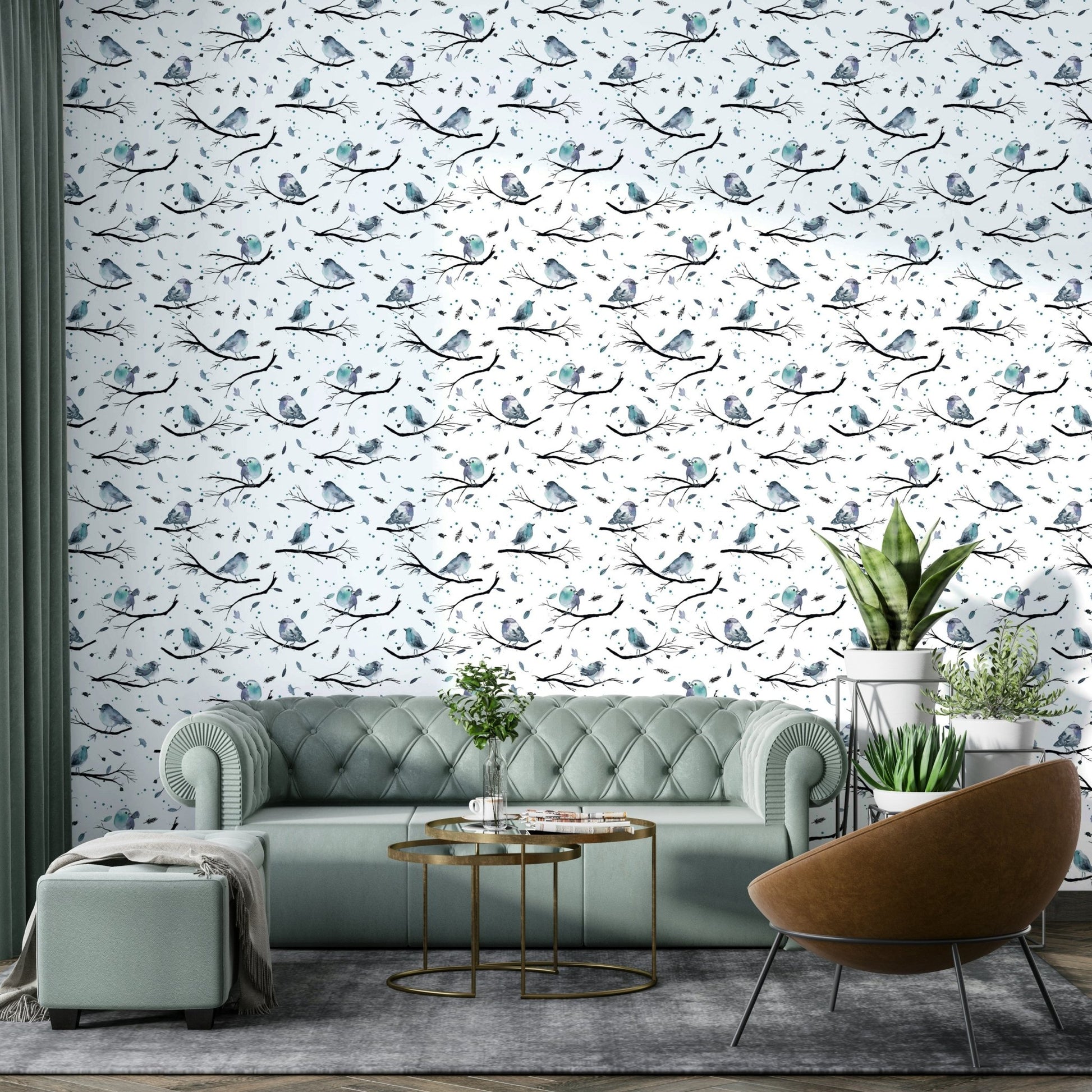 Birds and branches design wallpaper

