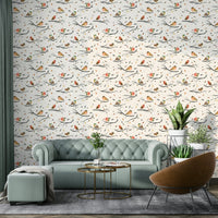 Soft robin design mural wallpaper

