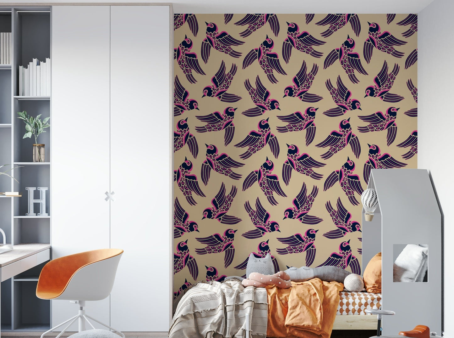 Contemporary bird design with flying motion theme

