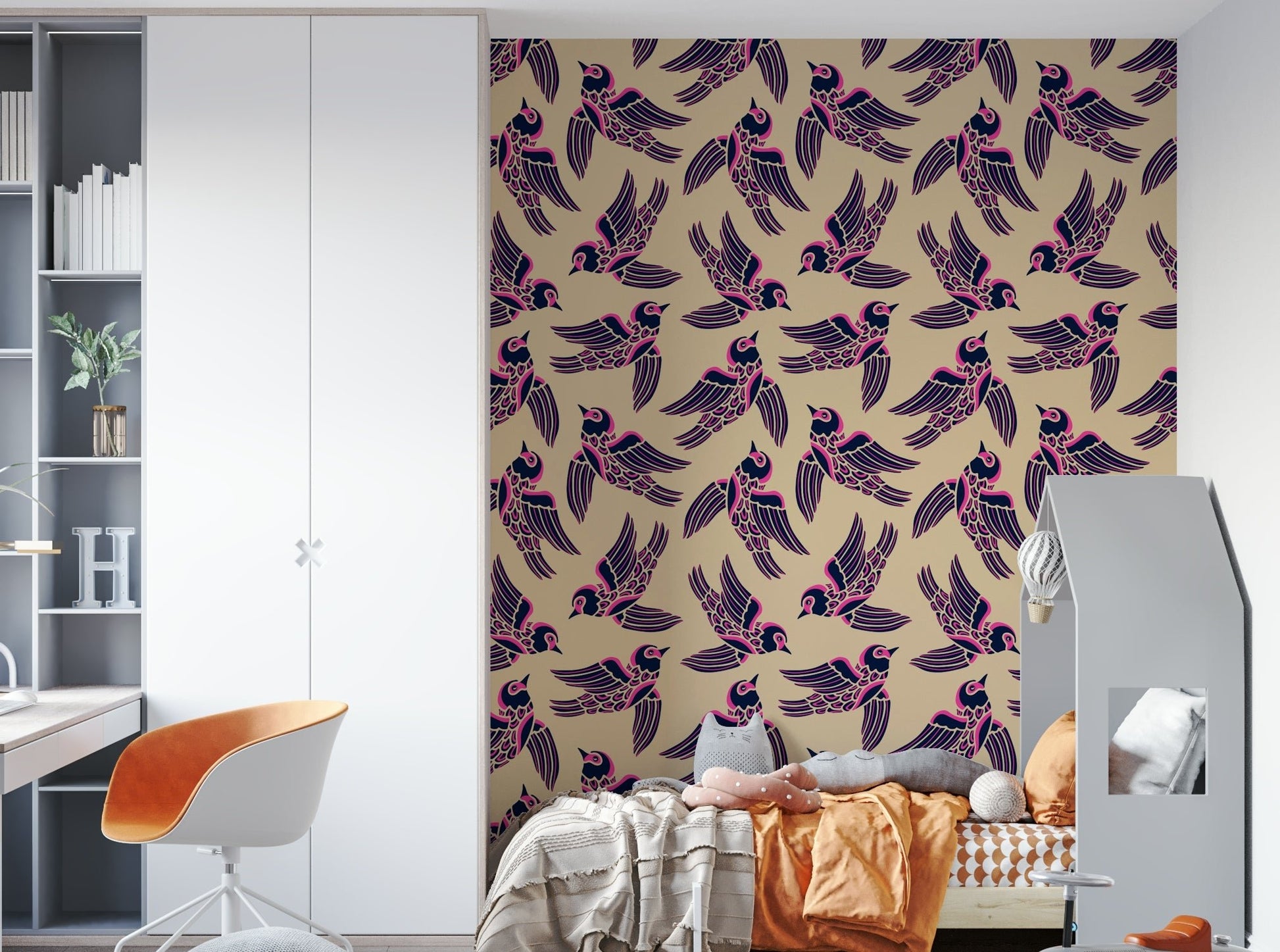 Contemporary bird design with flying motion theme

