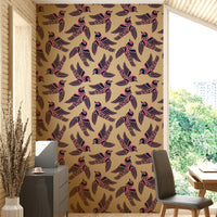 Elegant flying bird mural in vibrant fuchsia tones

