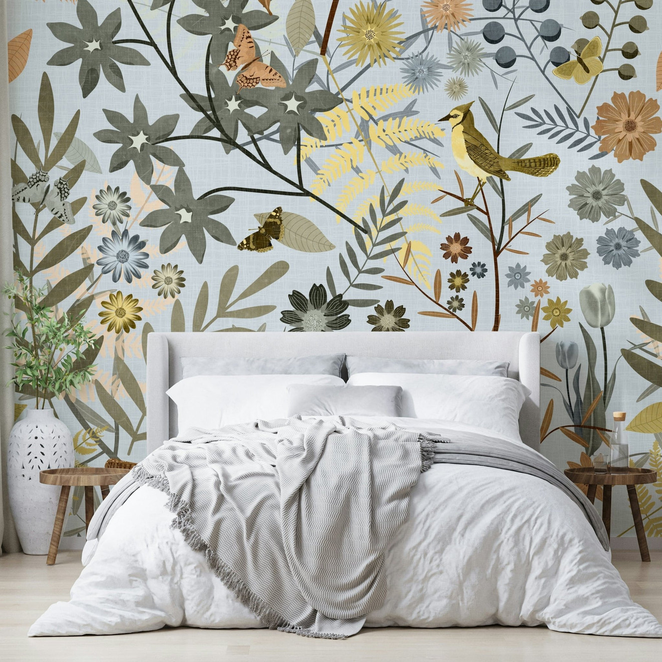 Muted gold and gray wallpaper
