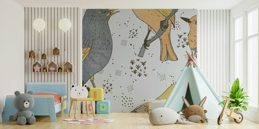 Birds Golden and Gray wallpaper detail

