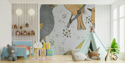 Birds Golden and Gray wallpaper detail

