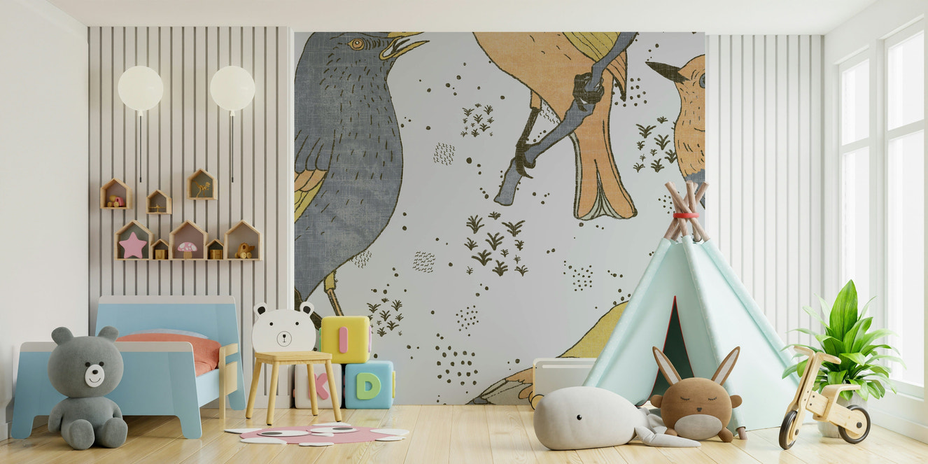 Birds Golden and Gray wallpaper detail

