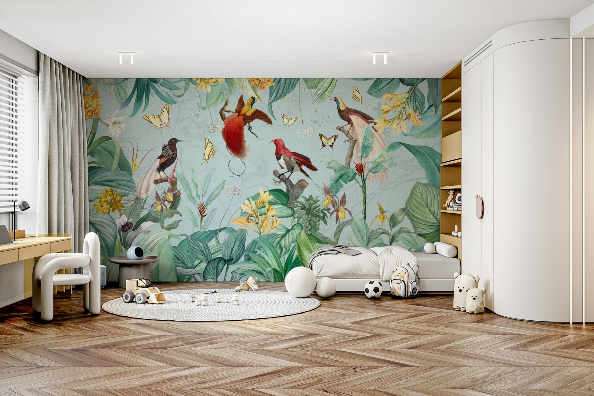 Exotic Birds of Paradise Wall Mural for Nature Lovers.

