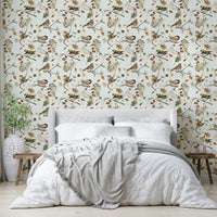 Birds and leaves wallpaper pattern

