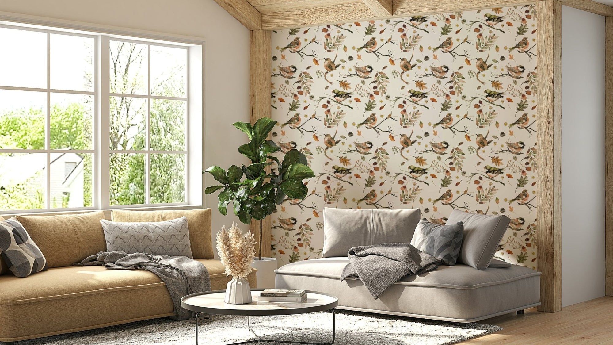 Rustic green wall mural design GD773

