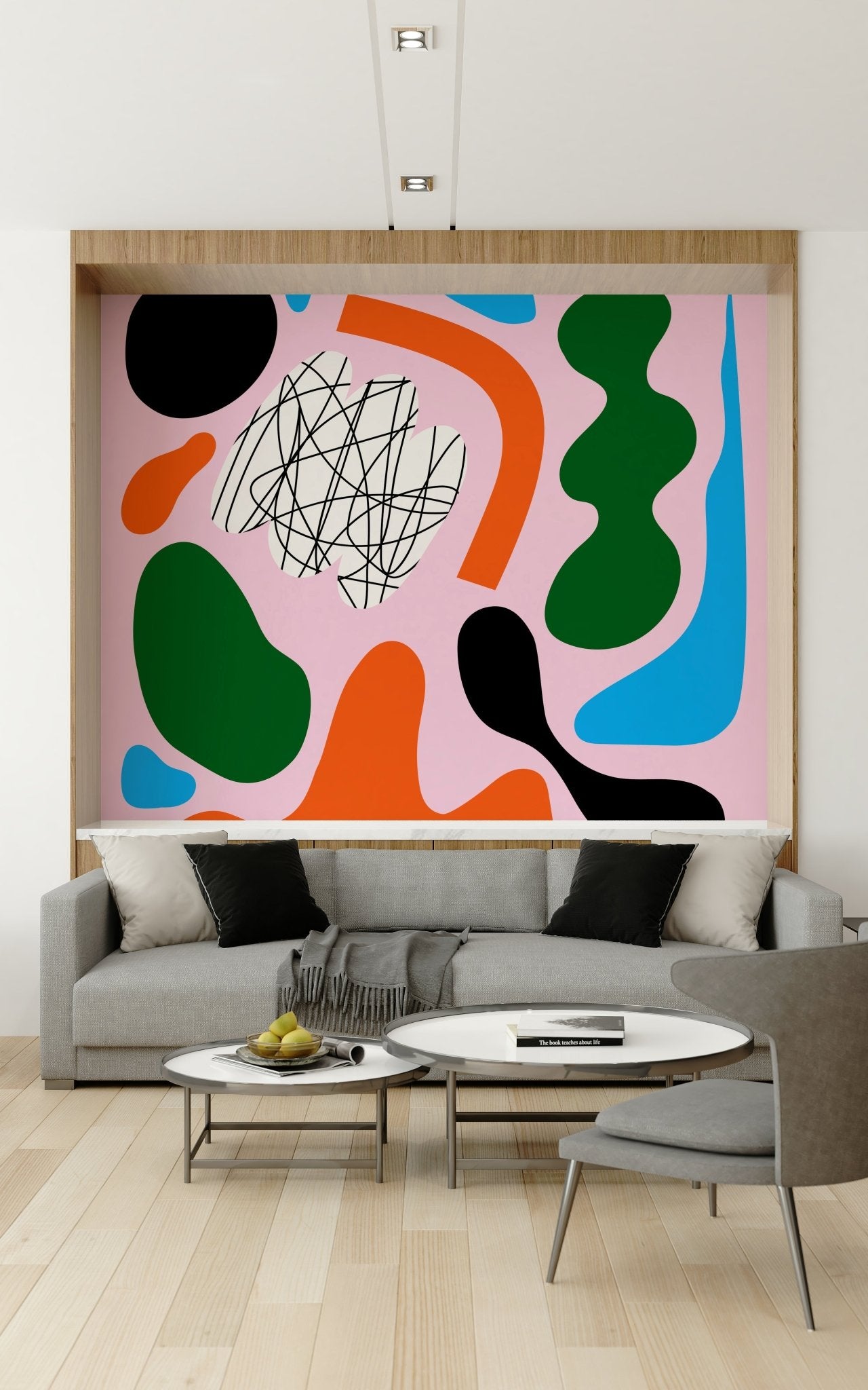Colorful abstract shapes in Birth of cool Wall Mural design GD5416