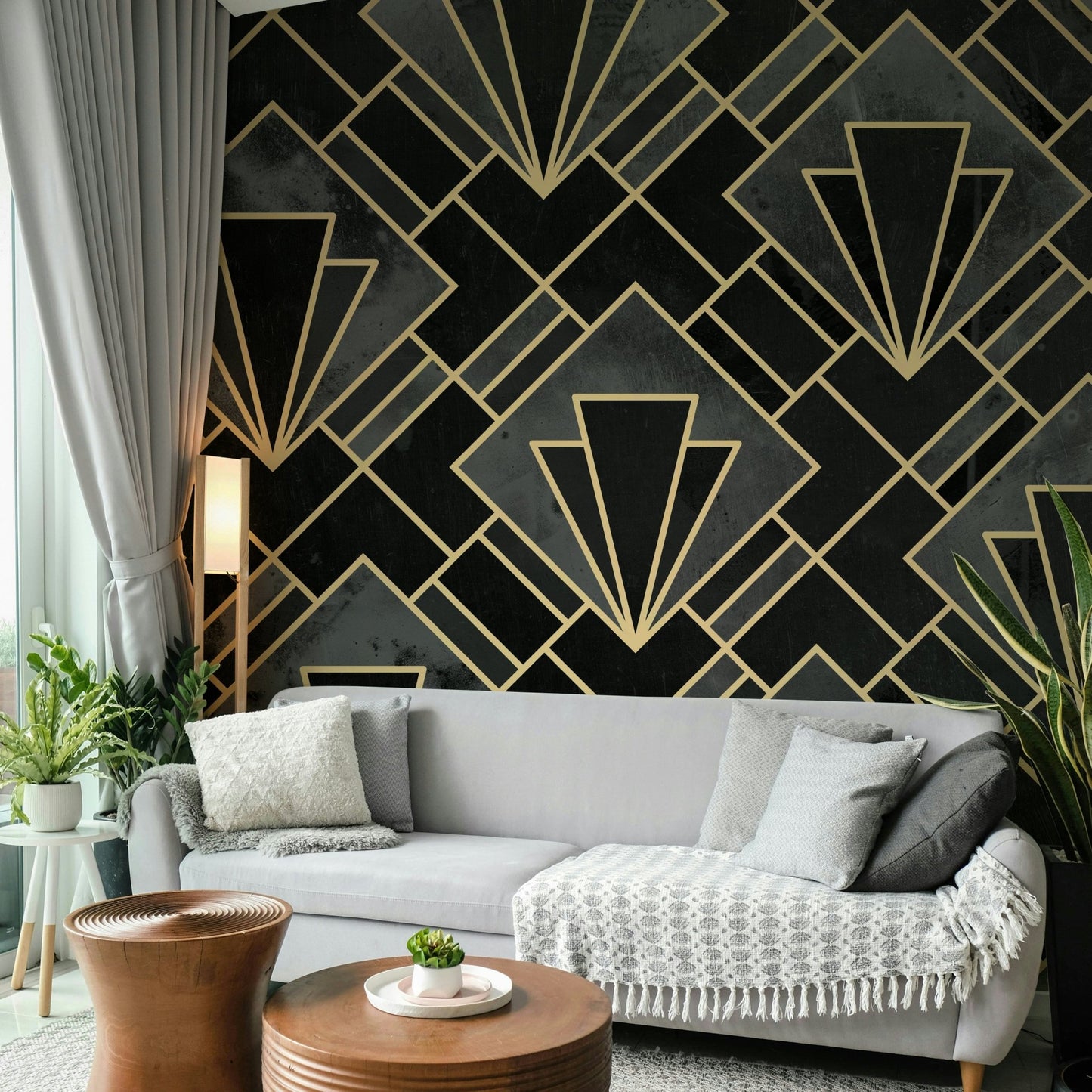 Modern mural wallpaper with mosaic design

