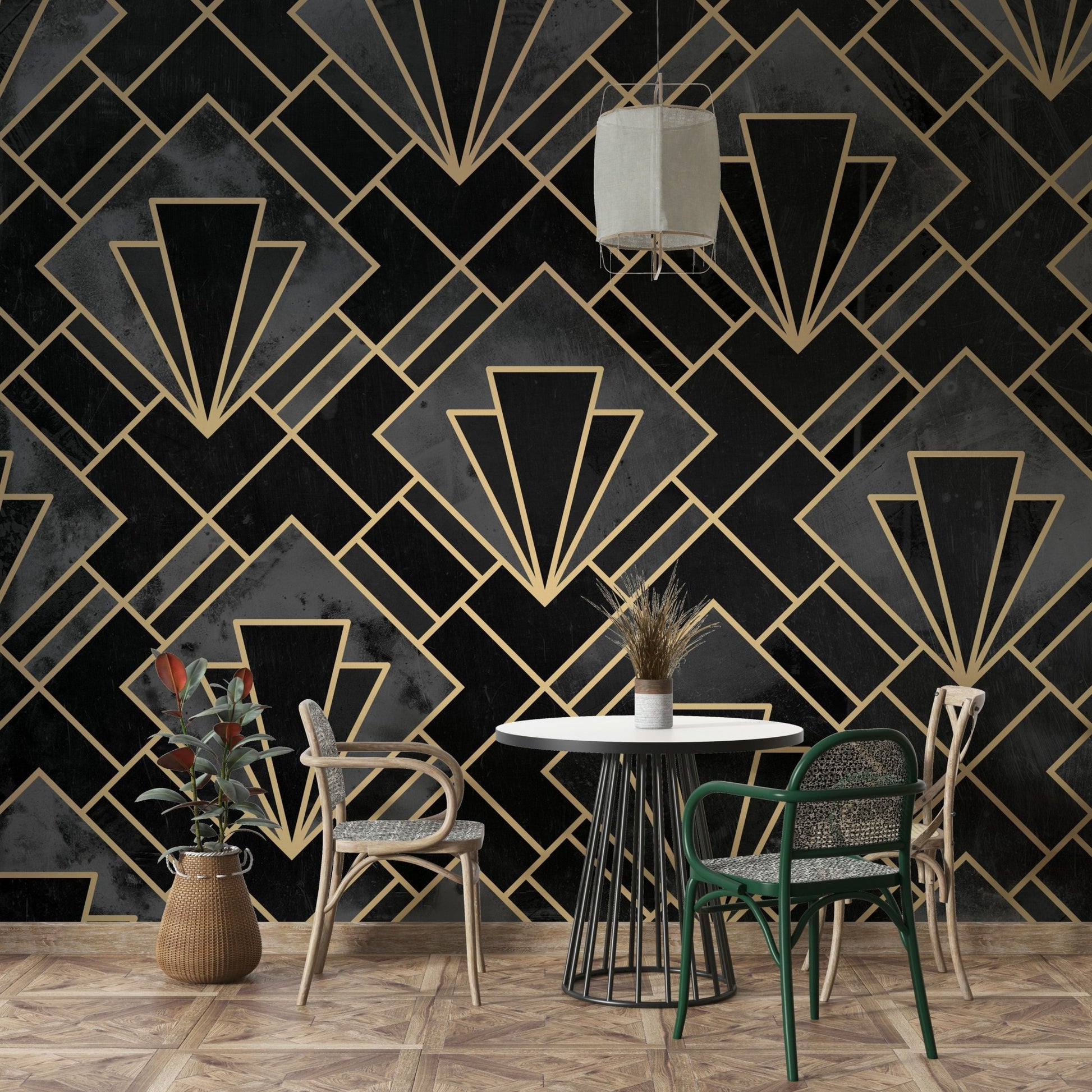 Abstract geometric wall mural for interiors


