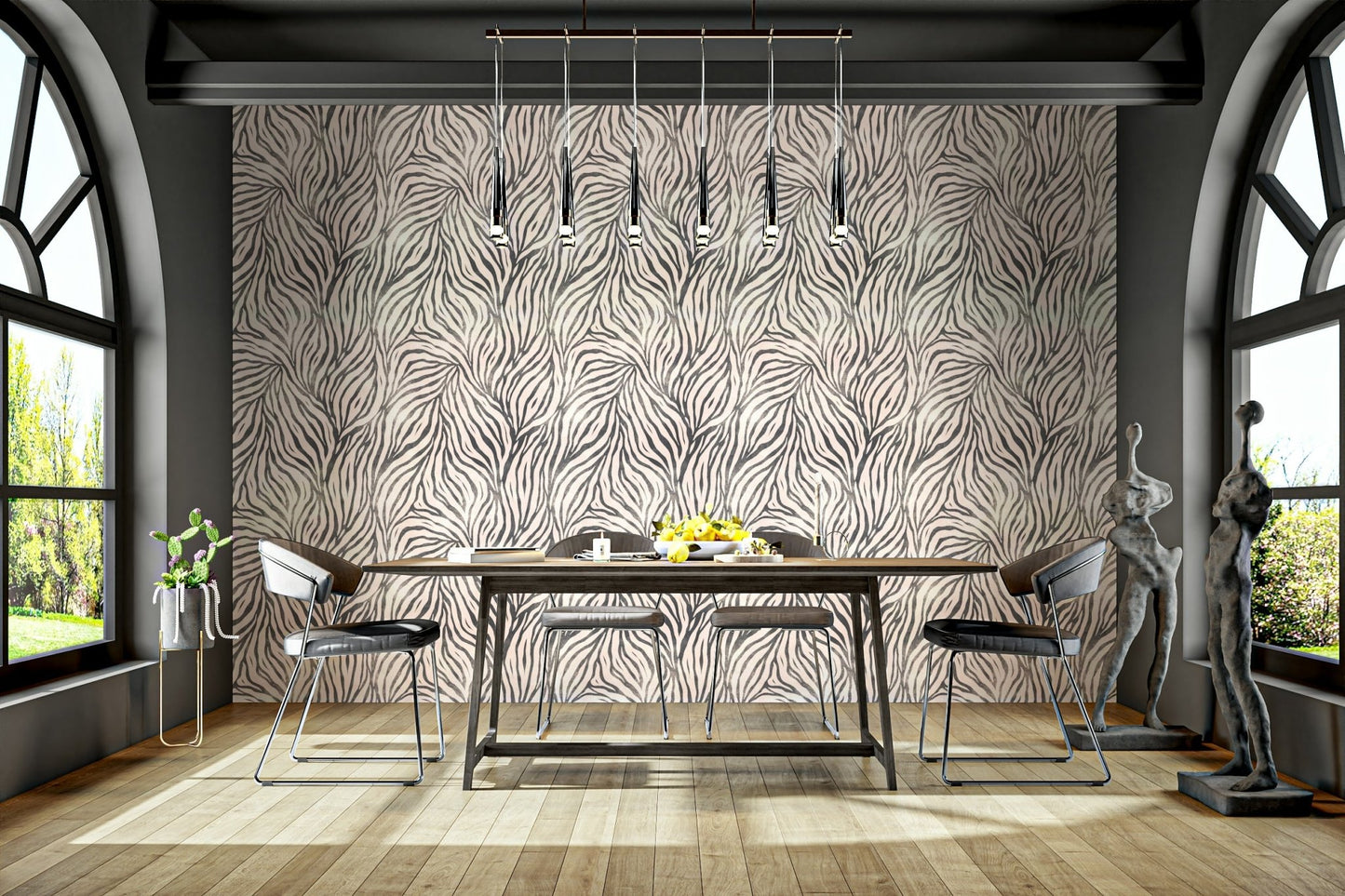 Easy to install boho zebra wall mural

