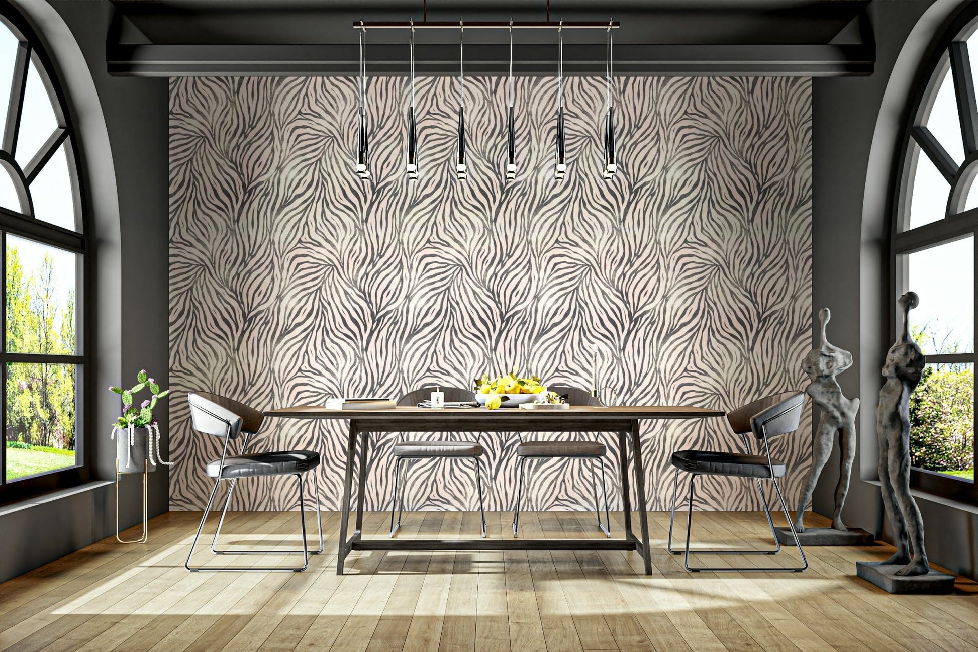 Easy to install boho zebra wall mural

