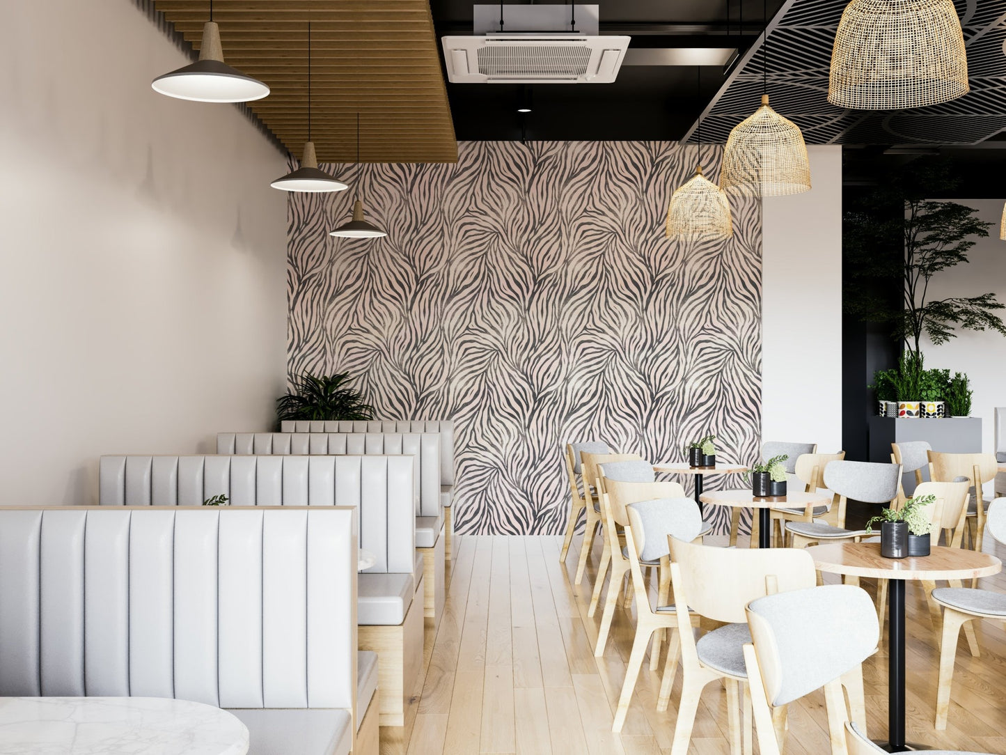 Artistic black and white zebra stripes wallpaper


