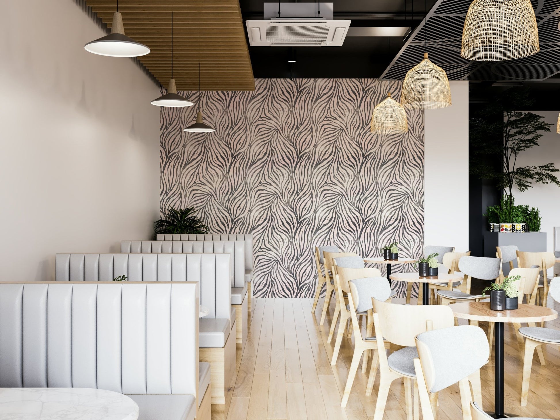 Artistic black and white zebra stripes wallpaper

