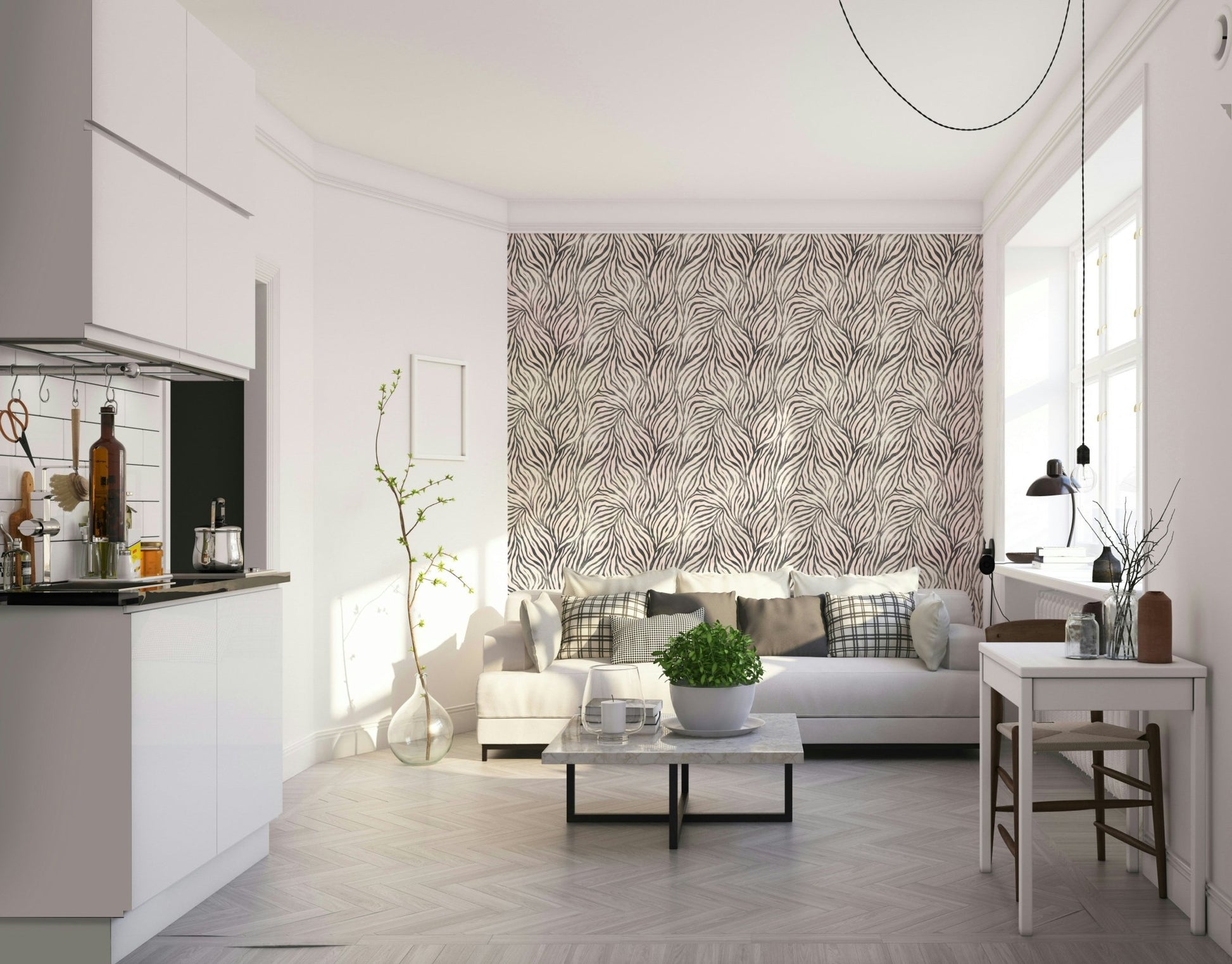 Bohemian style zebra print wallpaper for walls

